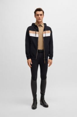 Equestrian stretch-piqu&eacute; training shirt with zip placket, Beige