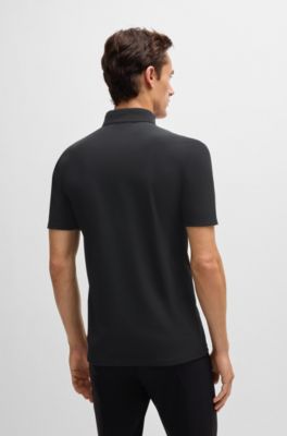 Equestrian training shirt in stretch piqu&eacute;, Black