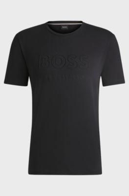 Equestrian stretch-cotton T-shirt with logo embroidery, Black