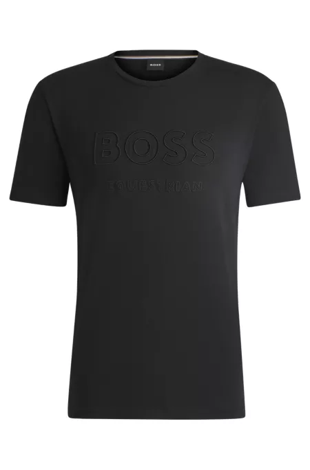Equestrian stretch-cotton T-shirt with logo embroidery