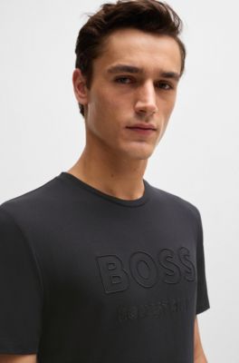 Equestrian stretch-cotton T-shirt with logo embroidery, Black