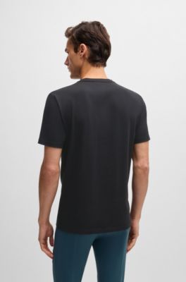 Equestrian stretch-cotton T-shirt with logo embroidery, Black