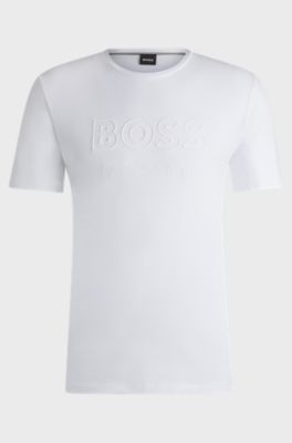 Equestrian stretch-cotton T-shirt with logo embroidery, White