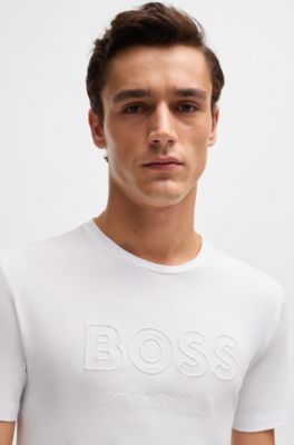 Equestrian stretch-cotton T-shirt with logo embroidery, White