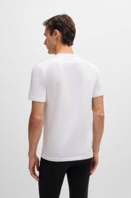 Equestrian stretch-cotton T-shirt with logo embroidery, White