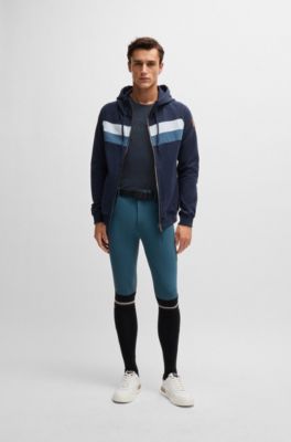 Equestrian stretch-cotton T-shirt with logo embroidery, Dark Blue