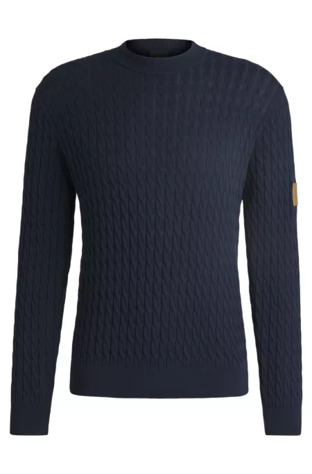 Equestrian cotton sweater with cable structure