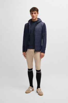 Equestrian cotton sweater with cable structure, Dark Blue