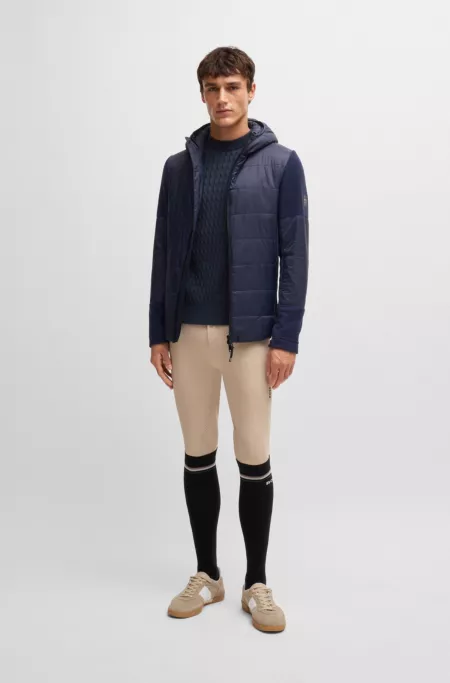 Equestrian cotton sweater with cable structure