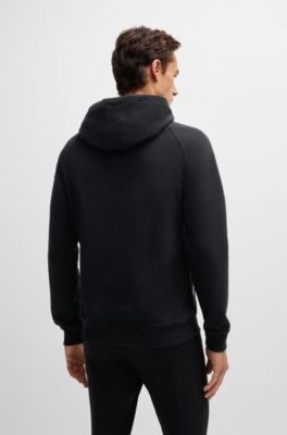 Equestrian zip-up hoodie in Italian stretch cotton, Black