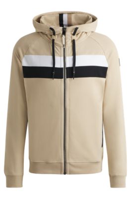Sweat &agrave; capuche d&rsquo;&eacute;quitation en coton stretch italien avec fermeture &eacute;clair, Beige clair