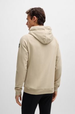 Equestrian zip-up hoodie in Italian stretch cotton, Light Beige