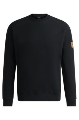 Equestrian sweater in Italian stretch cotton, Black