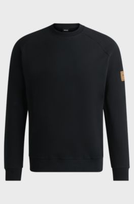Equestrian sweater in Italian stretch cotton, Black