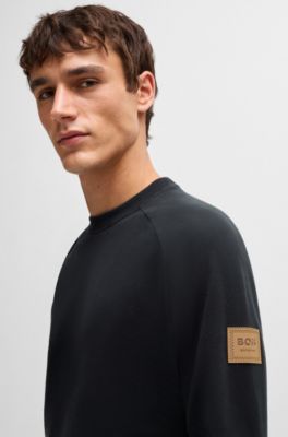 Equestrian sweater in Italian stretch cotton, Black