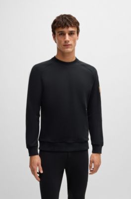 Maglione da equitazione in cotone elasticizzato italiano, Nero