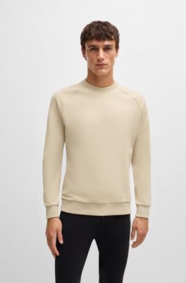 Equestrian sweater in Italian stretch cotton, Light Beige