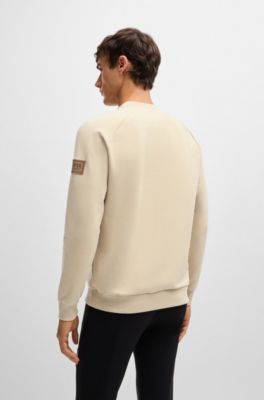 Equestrian sweater in Italian stretch cotton, Light Beige