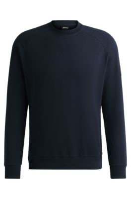 Equestrian sweater in Italian stretch cotton, Dark Blue
