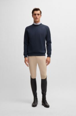 Equestrian sweater in Italian stretch cotton, Dark Blue