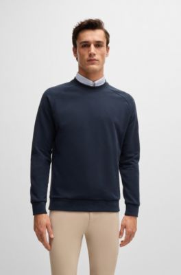 Equestrian sweater in Italian stretch cotton, Dark Blue