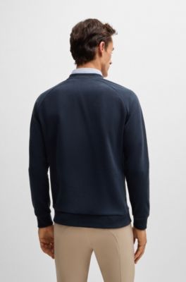 Equestrian sweater in Italian stretch cotton, Dark Blue