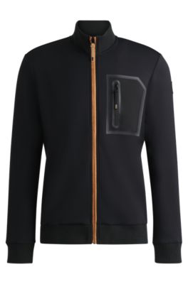 Equestrian cardigan with zipped chest pocket, Black