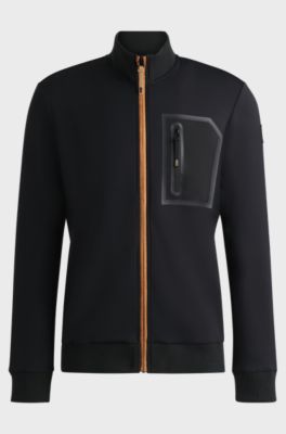 Equestrian cardigan with zipped chest pocket, Black