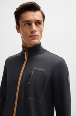 Equestrian cardigan with zipped chest pocket, Black