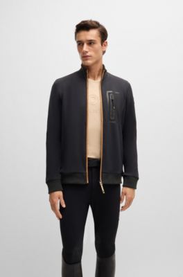 Equestrian cardigan with zipped chest pocket, Black