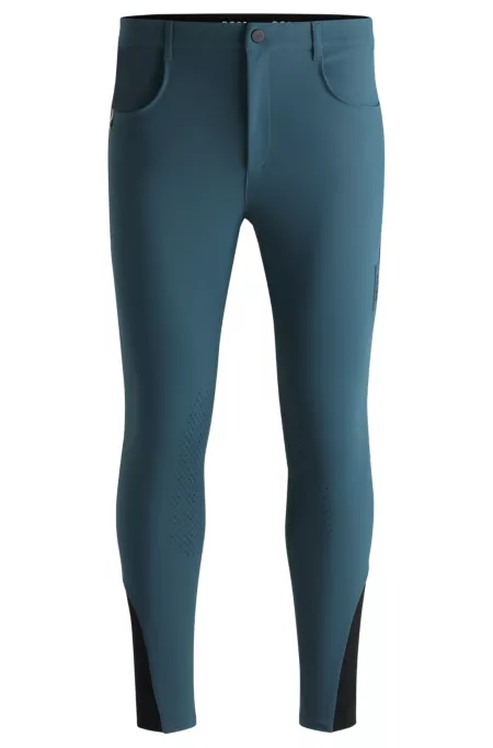 Equestrian knee-grip breeches with four-way stretch