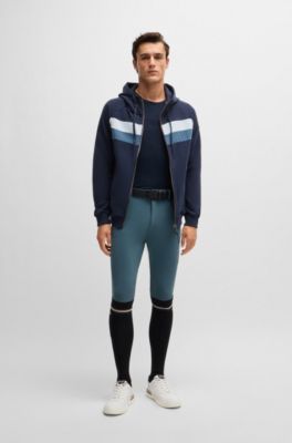 Rijbroek met grip bij de knie&euml;n en viervoudige stretch, Blauw