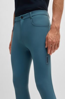 Rijbroek met grip bij de knie&euml;n en viervoudige stretch, Blauw