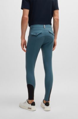 Pantalones de montar con agarre en las rodillas en tejido multiel&aacute;stico, Azul