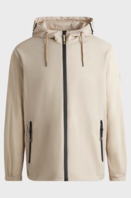 Equestrian waterproof jacket with signature stripe, Light Beige
