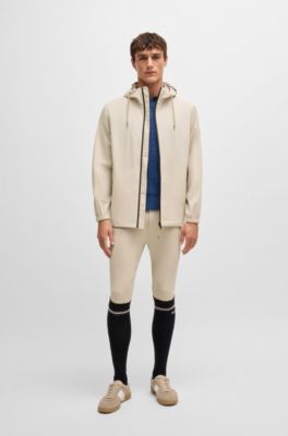 Equestrian waterproof jacket with signature stripe, Light Beige
