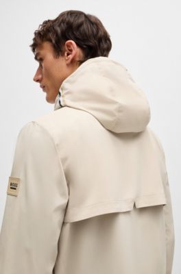 Equestrian waterproof jacket with signature stripe, Light Beige