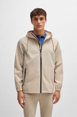 Equestrian waterproof jacket with signature stripe, Light Beige