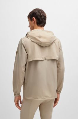 Equestrian waterproof jacket with signature stripe, Light Beige