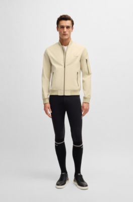 Equestrian cotton-look jacket with logo patch, Light Beige