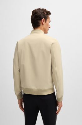 Equestrian cotton-look jacket with logo patch, Light Beige