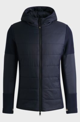 Equestrian water-repellent jacket with fleece details, Dark Blue