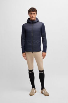 Veste d&rsquo;&eacute;quitation d&eacute;perlante avec d&eacute;tails en polaire, Bleu fonc&eacute;