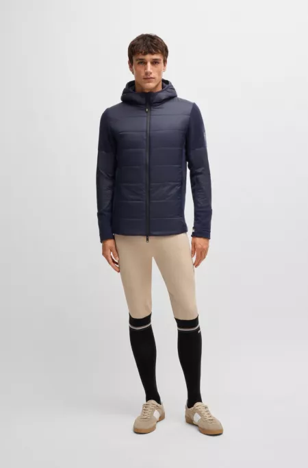 Equestrian water-repellent jacket with fleece details