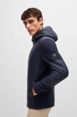 Equestrian water-repellent jacket with fleece details, Dark Blue