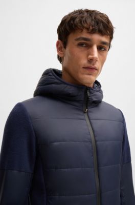 Equestrian water-repellent jacket with fleece details, Dark Blue