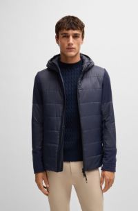 Equestrian water-repellent jacket with fleece details, Dark Blue