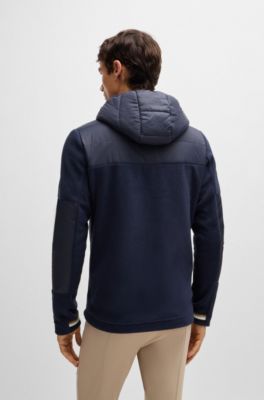 Equestrian water-repellent jacket with fleece details, Dark Blue