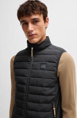 Equestrian water-repellent gilet with logo patch, Black