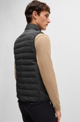 Equestrian water-repellent gilet with logo patch, Black